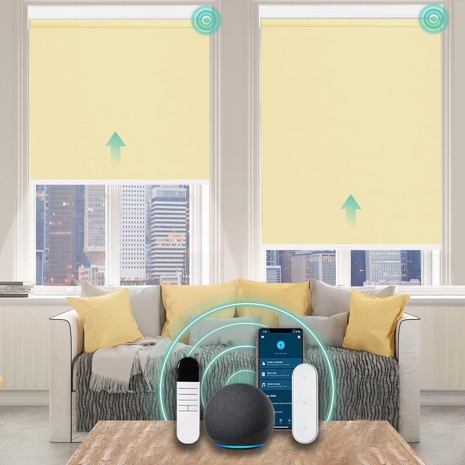 Allesin Motorized Roller Shade Work with Alexa for Window