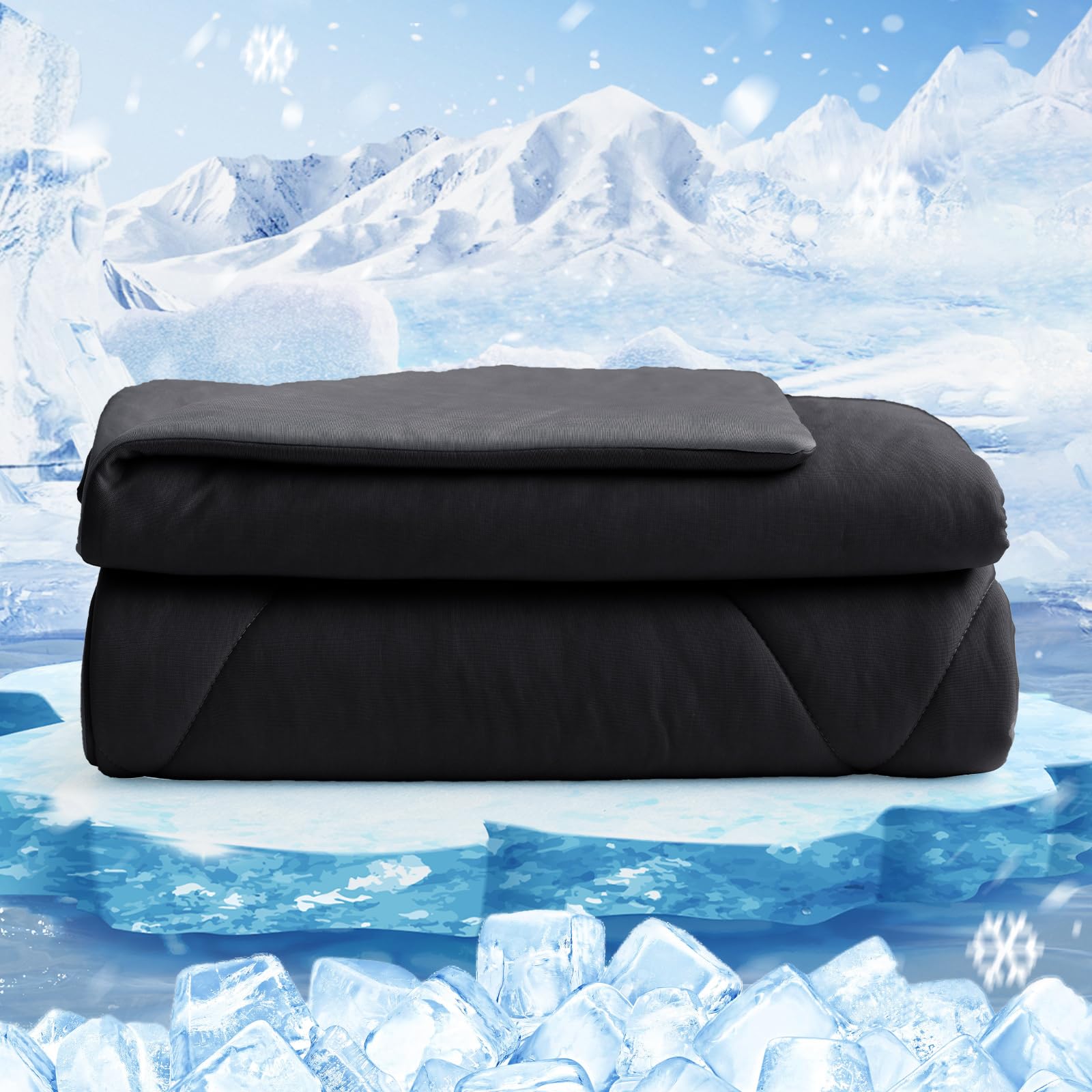 HOMFINE Kühldecke Doppelseitig Kühlende Decke - Leichte Kühldecke für Menschen Q-Max > 0,4 Sommerdecke Kühlend Selbstkühlende Sommer Decke Cooling Blanket für Bett, Schwarz, 270 x 230 cm