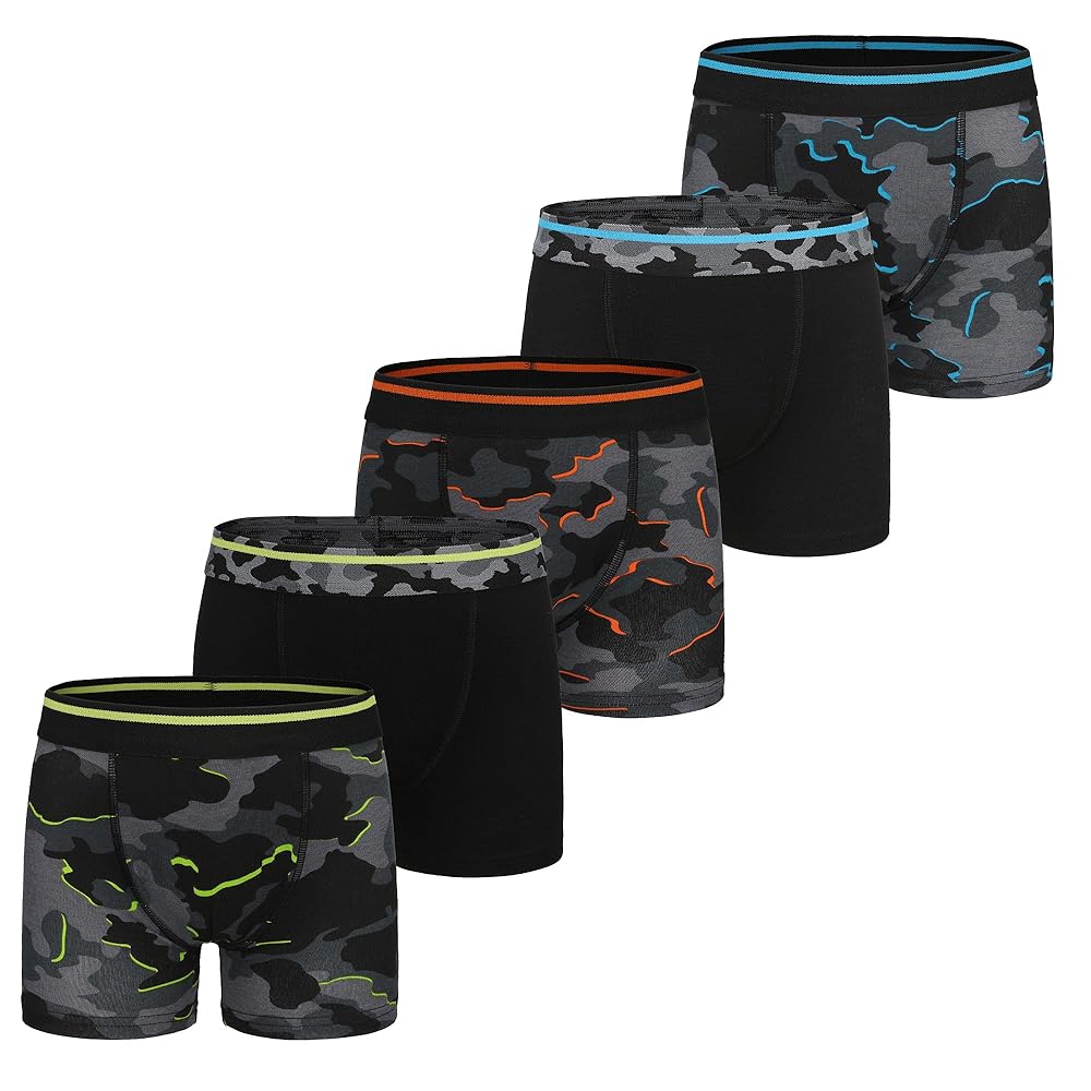 5-Pack Boys' Cotton Boxer Shorts - Comfortable Underwear For Kids & Teens