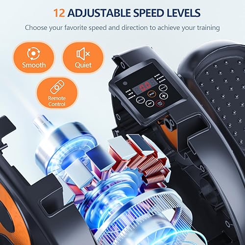 Miniatura 3 de Elipse - Ejercitador de piernas eléctrico como se ve en la televisión debajo del escritorio, elíptico con 12 velocidades ajustables, silencioso y