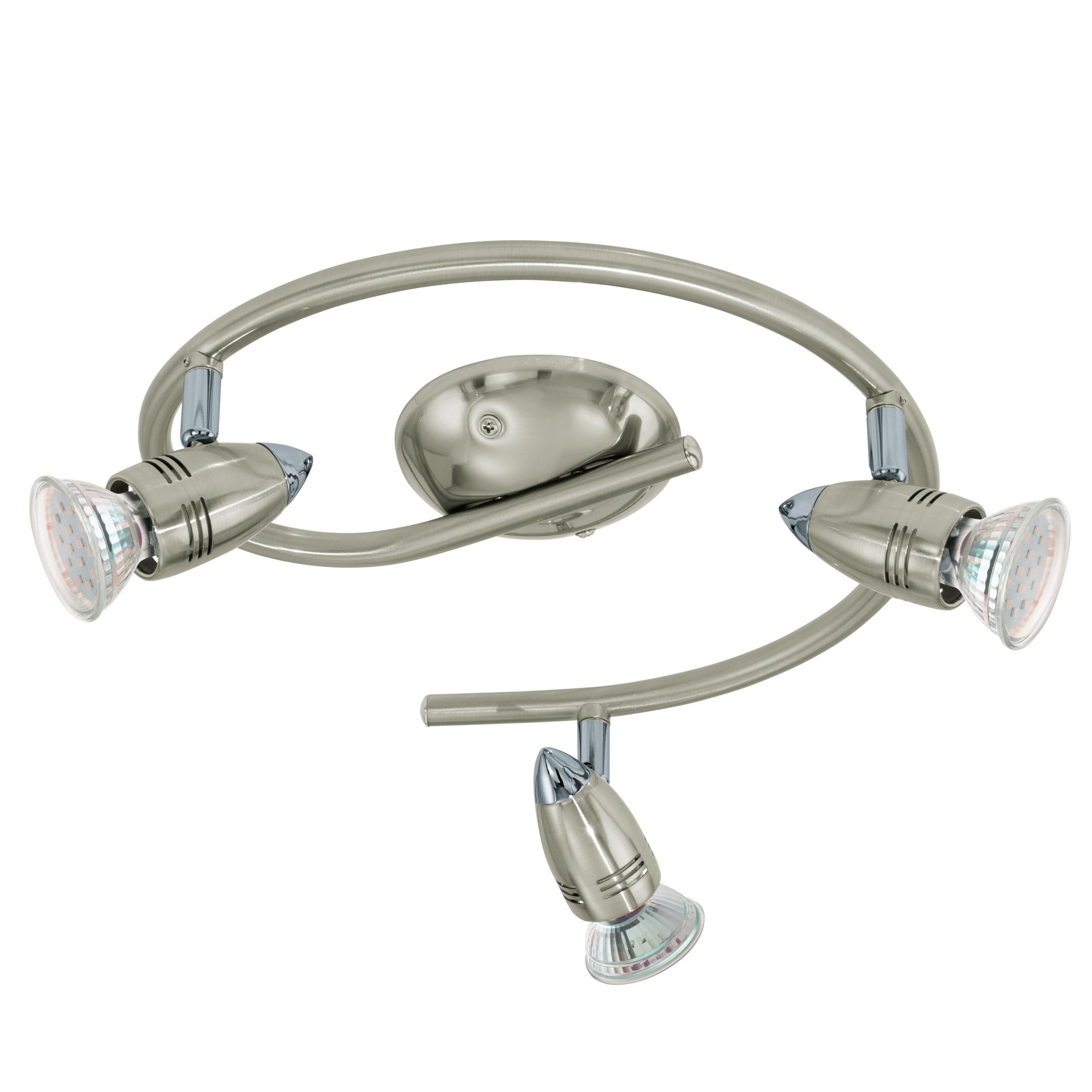 Eglo Lampada Da Soffitto LED Magnum A 2 Faretti Orientabili, Nichel Opaco E Cromo, Con Lampadine GU10 Incluse (2x3W, 240 Lumen, Luce Calda), Dimensioni 33x10.5 Cm