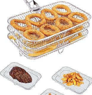 HEITIGN Dual Air Fryer Rack Compatible for Ninja Multi Layered Dehydrator Racks 304 Stainless Steel Dual Air Fryer Tripod Air Fryer Accessories