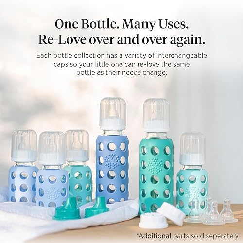 Miniatura 6 de Lifefactory Biberón de vidrio con funda protectora de silicona y etapa 2 pezón arándano 9 onzas (LF110020C4)