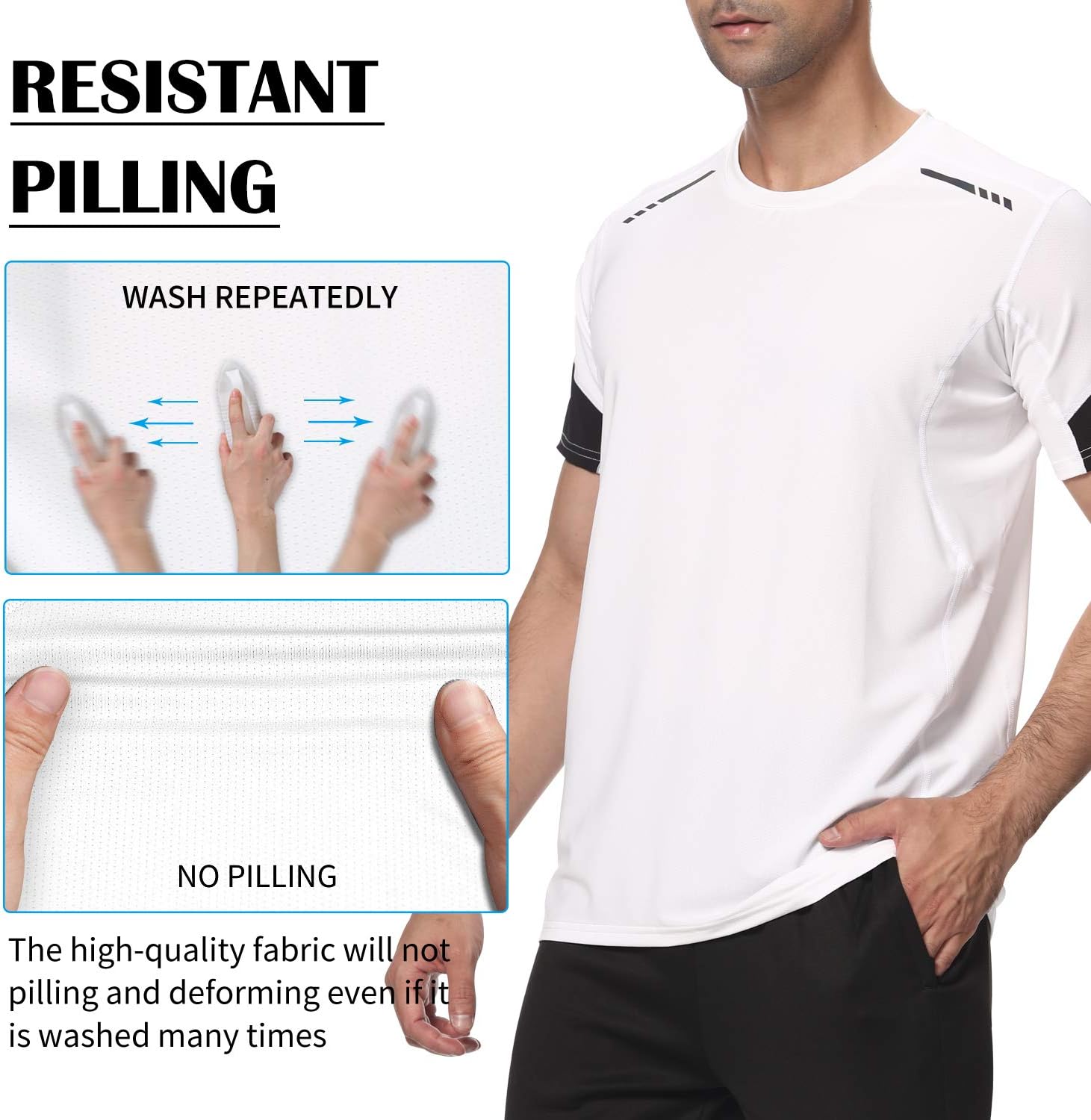 visionreast Men's Sports T-Shirt Moisture Wicking Quick Dry Workout Stretch Tee Running Gym Training Athletic T-Shirts