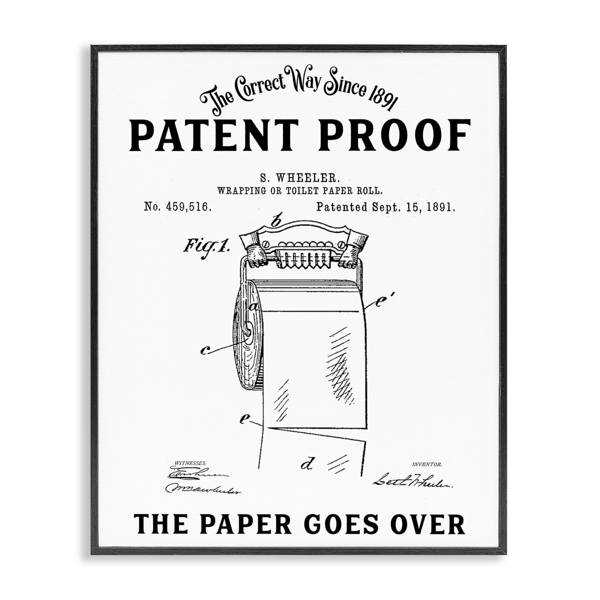 Papier toilette encadré Stupell Industries cadre noir 30 x 24 cm pour décoration murale