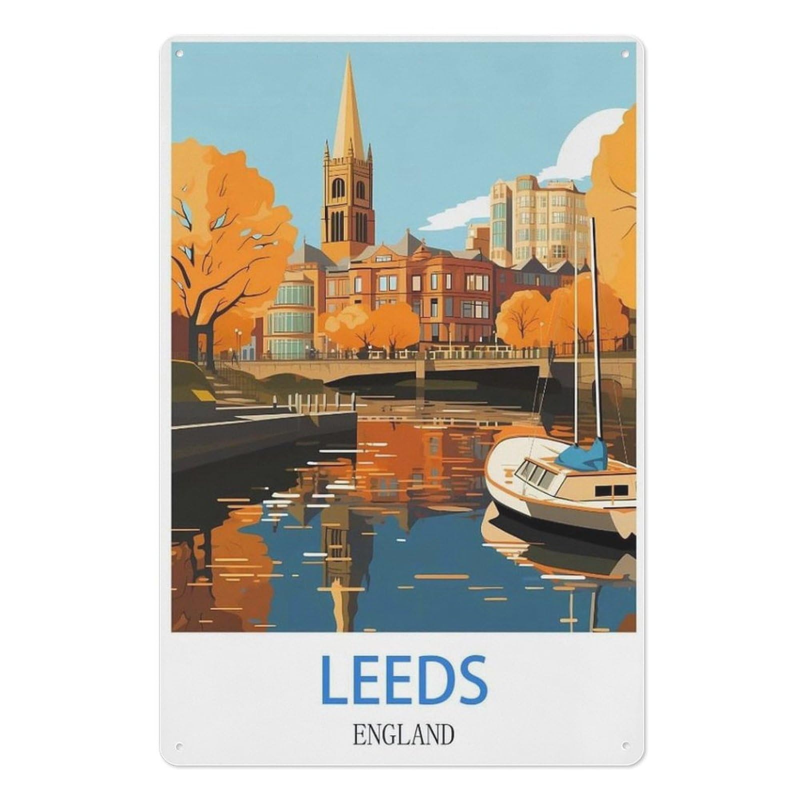 Leeds England，Sign Farmhousenostalgic Tin Sign For Home Cofe Kitchen Pub Bar Wall Decor(30x40cm）12x16 inch-Y50