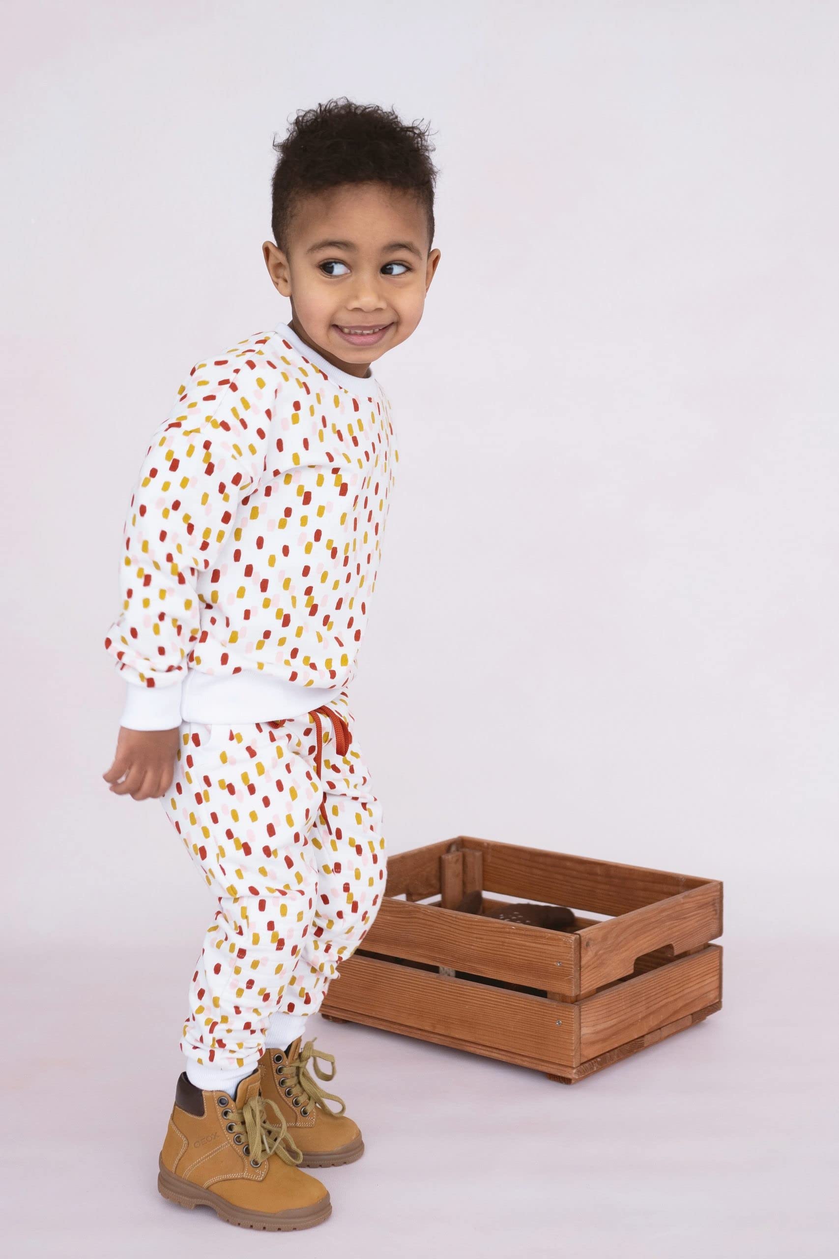 Smart&Cute Chándal 'DONUT' hecho a mano, material orgánico, perfecto para la escuela o al aire libre. Track para niños, niñas, unisex, cómodo al aire libre/interior.