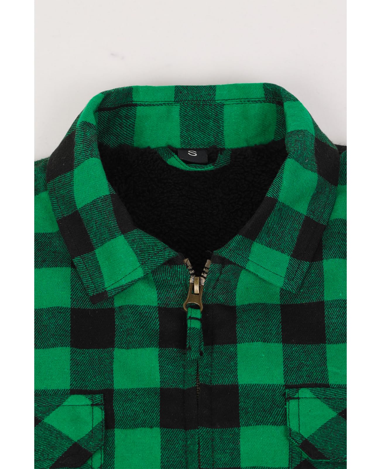 Camicia da uomo foderata in flanella con zip intera, in flanella, spazzolata, accogliente shacket da lavoro all'aperto