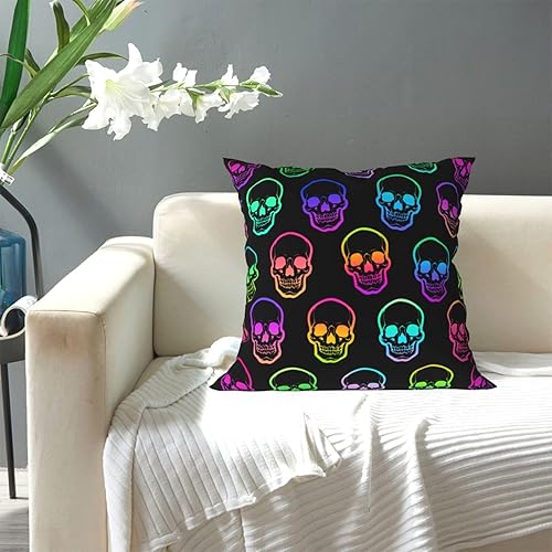 Miniatura 5 de Aimeryup Fundas de almohada decorativas de 12 x 12 pulgadas, diseño de calaveras humanas brillantes, fundas de cojín decorativas para sala, fundas