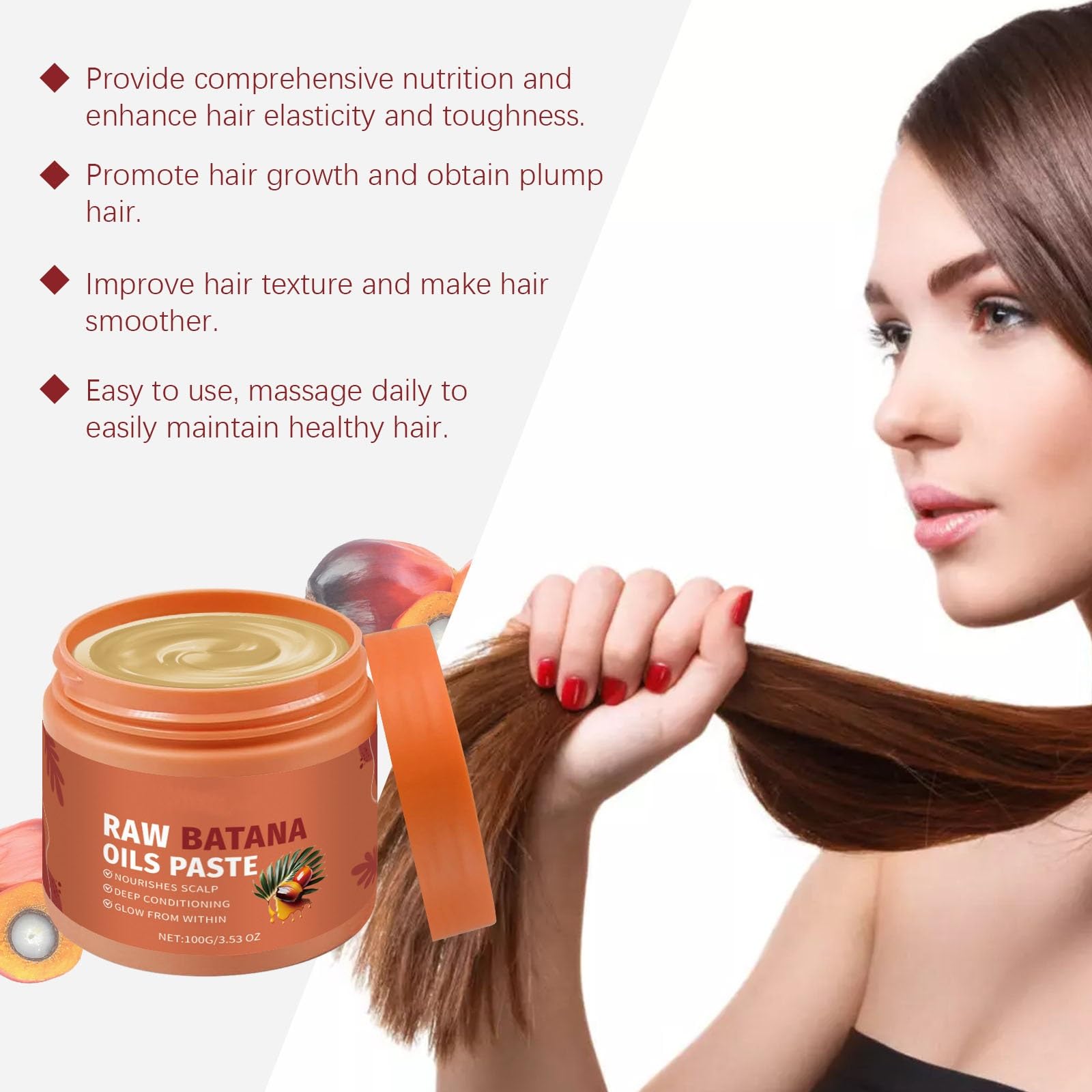 Pasta De Aceite De Batana Crudo (100 G), Aceites De Batana El Crecimiento Del Cabello, Ace-ite Hidratante for El Crecimiento Del Cabello Hombres Y Mujeres, Cabello Más Fuerte Y Brillante(2pcs)
