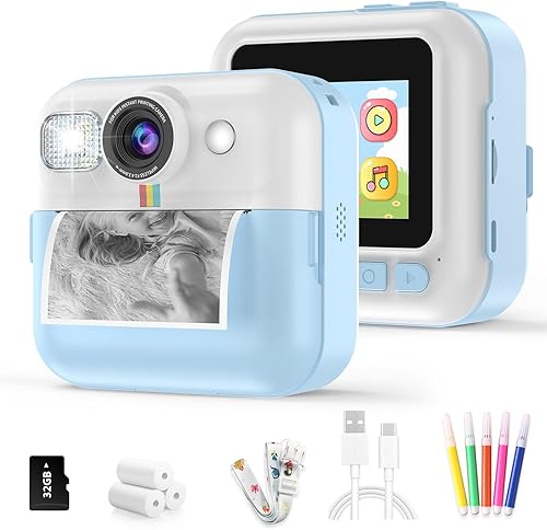 Miniatura 14 de Cámara de impresión instantánea para niños, cámara digital de video para niños, cámara de impresión para niños pequeños, regalos de Navidad,