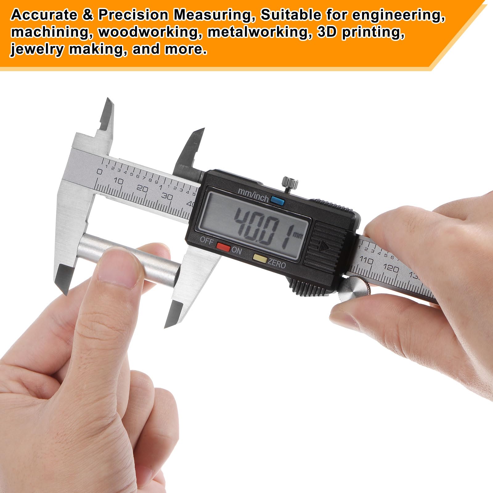 QUARKZMAN Calibro Digitale 200mm/0-8" Ampio Schermo LCD Corpo Acciaio Inossidabile Strumento Misurazione Calibro Calibri Misurazione per Fai da Te/Casa
