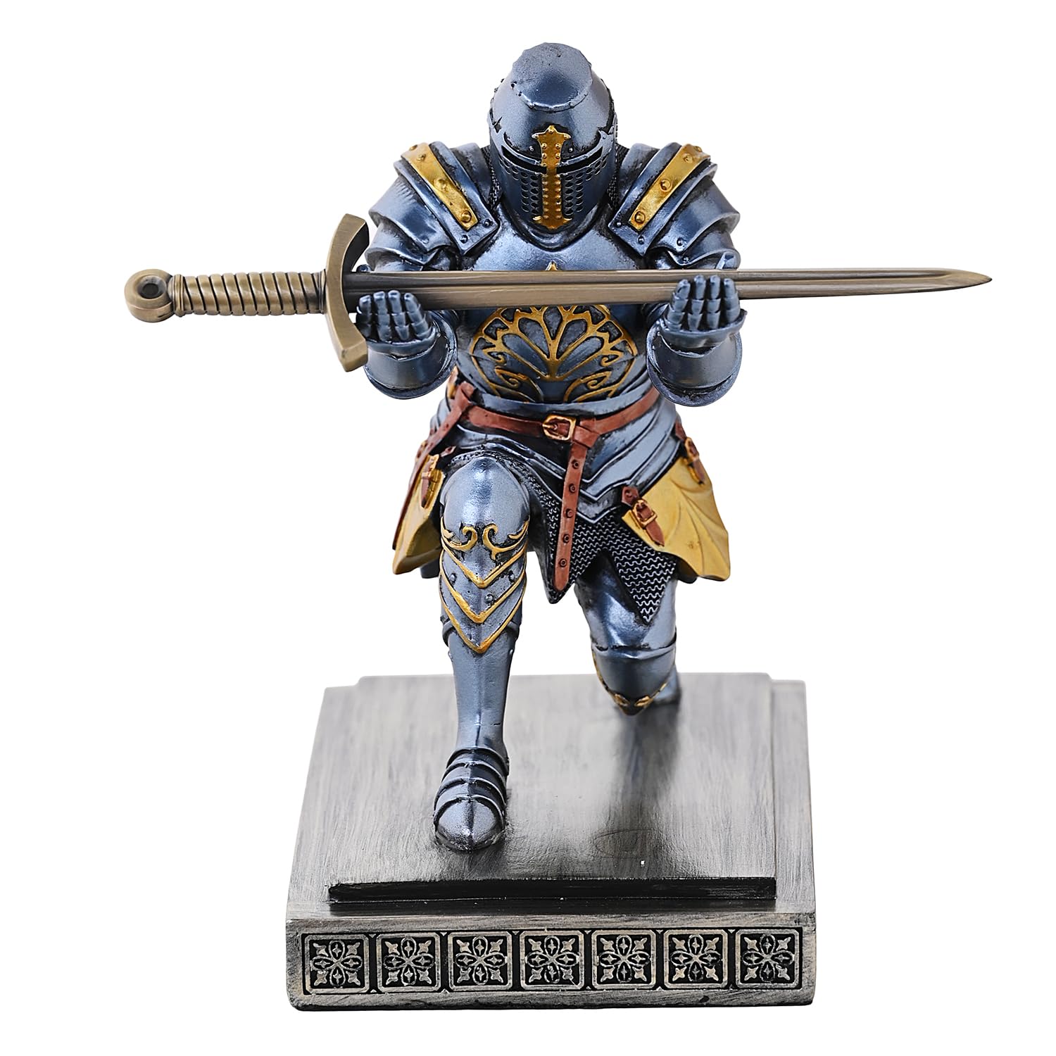 Templar Vanguard Soldato portapenne, portapenne, organizer da scrivania e accessori come regalo per gli appassionati di guerrieri medievali (blu)
