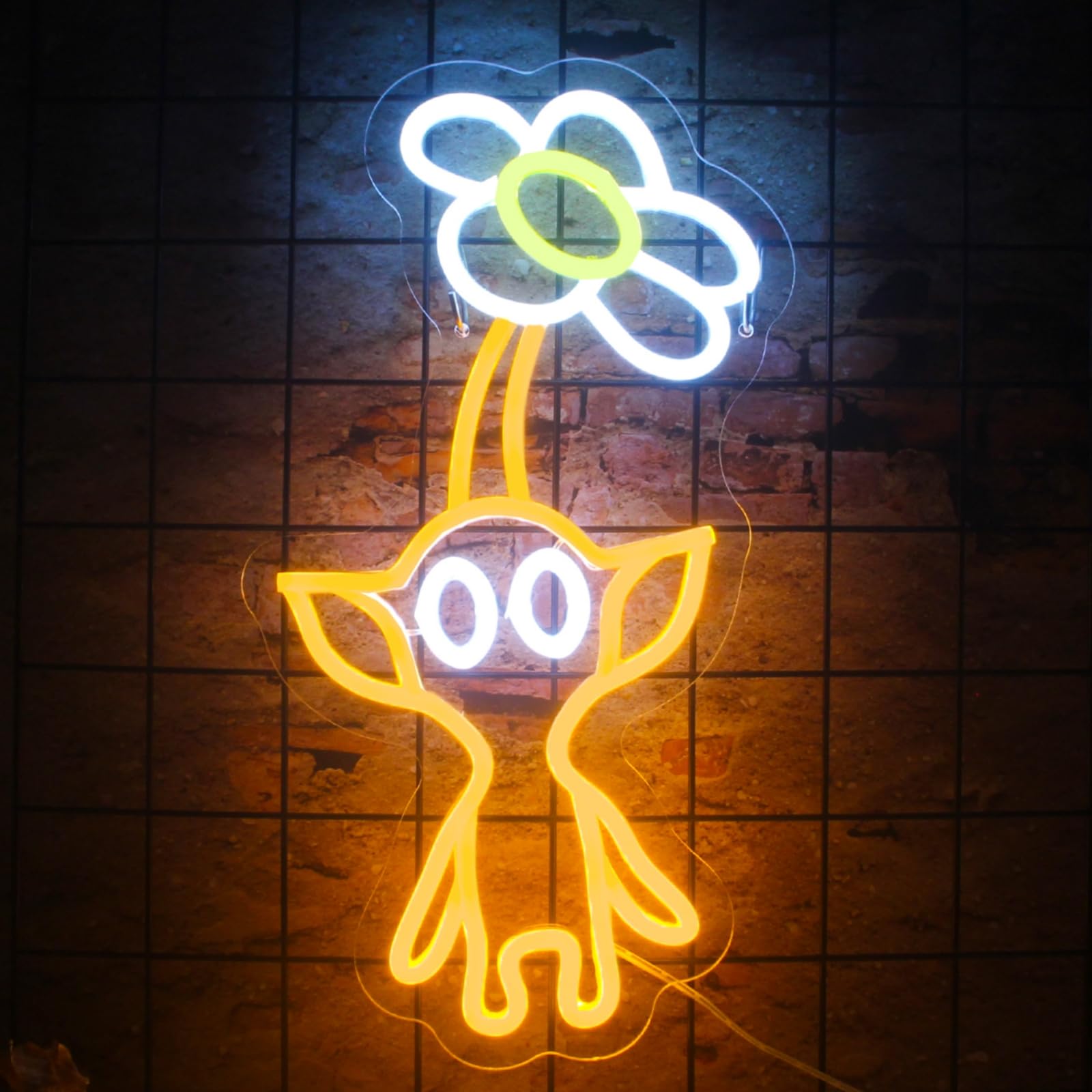 Pikmn Neon Sign for Room Decor Yellow Pikmi Neon Light LED Game Sign Pikmi Neon Sign for Gamer Man Cave Wall Decor Game Room Dormitory Decoration USB Powered Dimmable 9.6