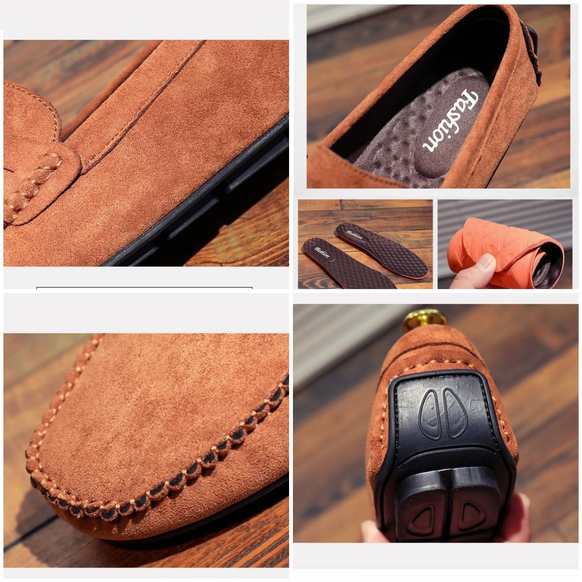 Penny Loafer für Herren, Wildleder, Slip-On-Wildleder-Mokassins, handgefertigt, weich, atmungsaktiv, Business-Kleid, flache Fahrschuhe