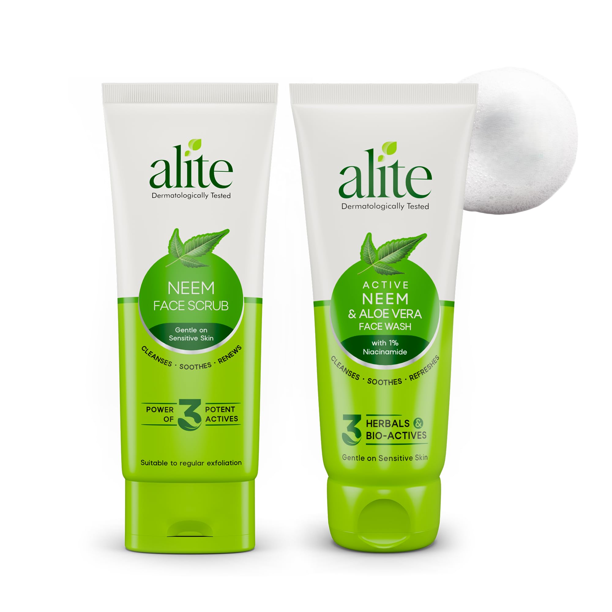 Alite Neem Glow Duo — Neem & Aloe Vera Face Wash + Face Scrub | Daily Cleansing + Weekly Exfoliation | Herbal Skincare for Healthy Glowing Skin | With 1% Niacinamide | Men Women | 2-Piece-image-8