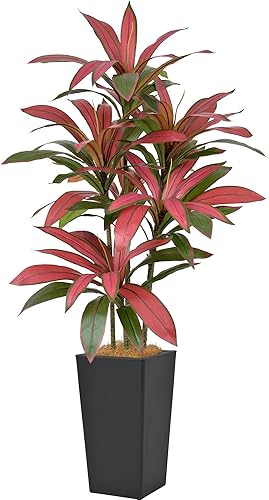 Miniatura 5 de Árbol artificial de Dracaena de 5 pies (60 pulgadas), árbol de seda sintética con maceta alta negra, plantas artificiales en maceta para el hogar,