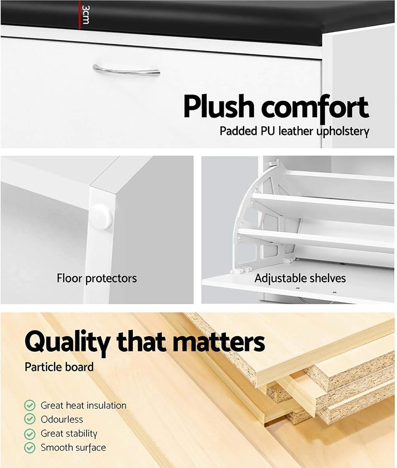 Artiss Shoe Rack Storage Bench Cabinet Box Drawer Organiser Shoes Shelf Drawers Organisers Cupboard Walnut White Hallway Home Decor Bedroom Furniture Display Wardrobe