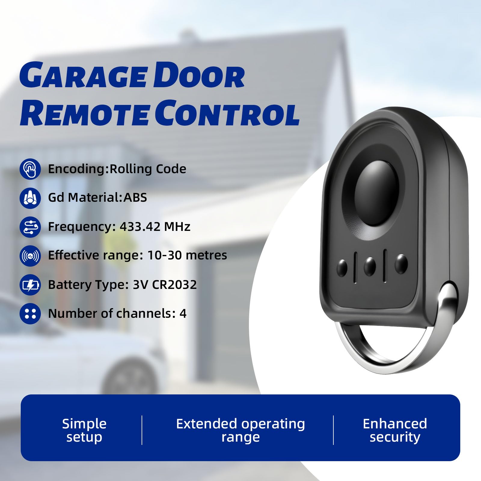 3PCS Remplacement Télécommande S0mfy RTS de 433,42 MHz, 4 canaux, Compatible avec Motorisation Portail et Porte de Garage, Télécommande S0mfy 4 Canaux pour KEYGO RTS, 1841064