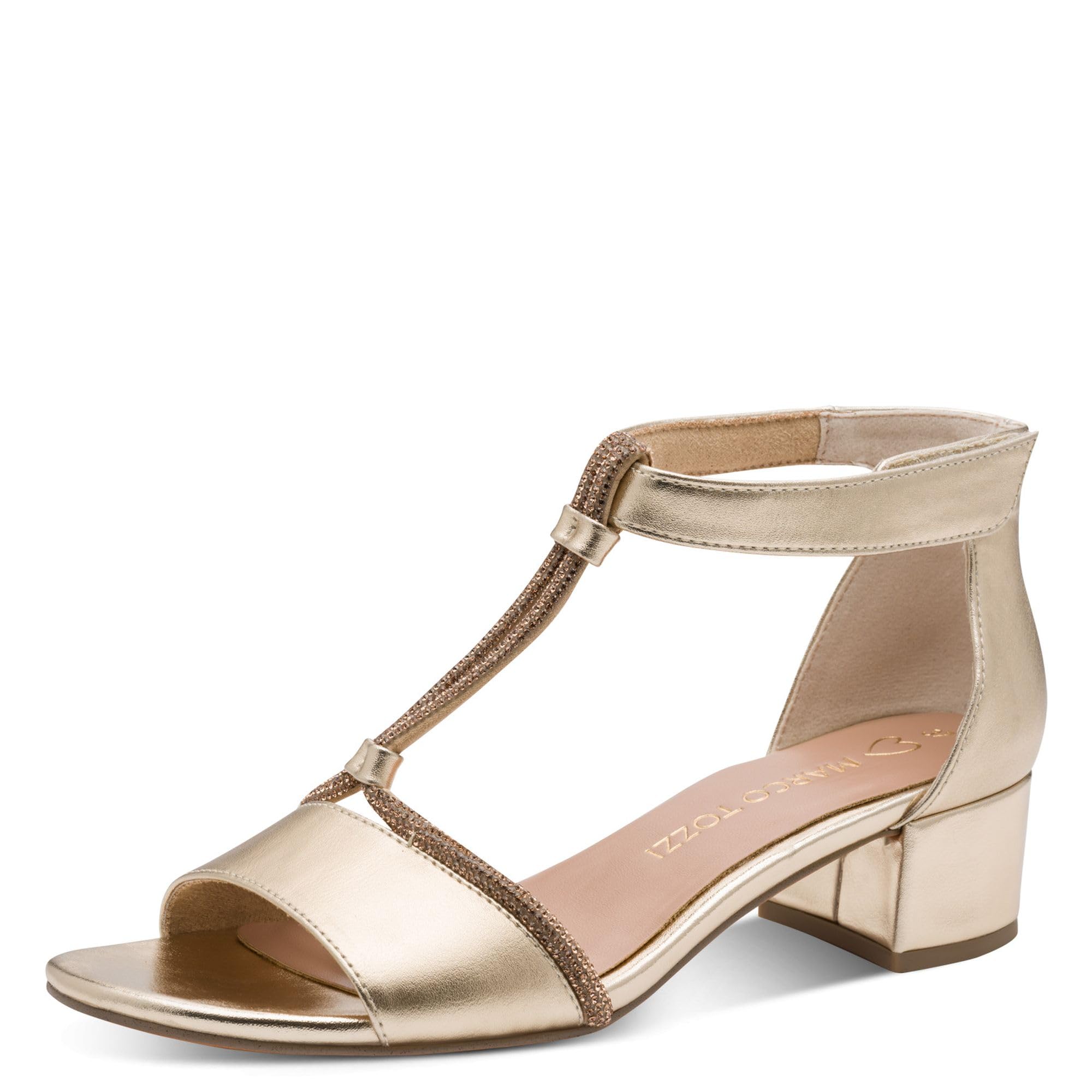MARCO TOZZI women's sandal soft Feel Me footbed Vegan soft lining summery, metallic (GOLD), 8.5 UK