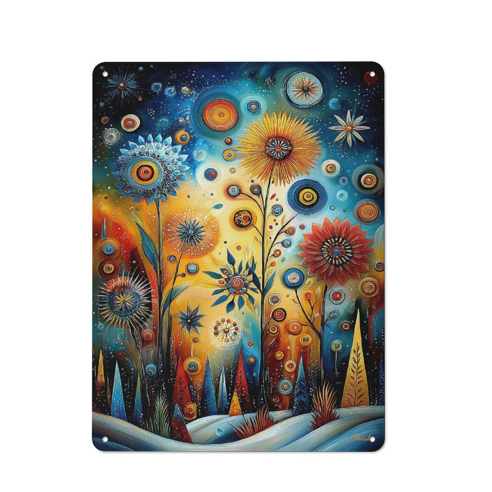 Junmoney Abstract Winter Garden – Surreal Festive Deco Rustic Metal Sign 40X30cm Featuring Rative Art For Hallway Wall, A Decorative Gift For A Newly Furnished Hallway