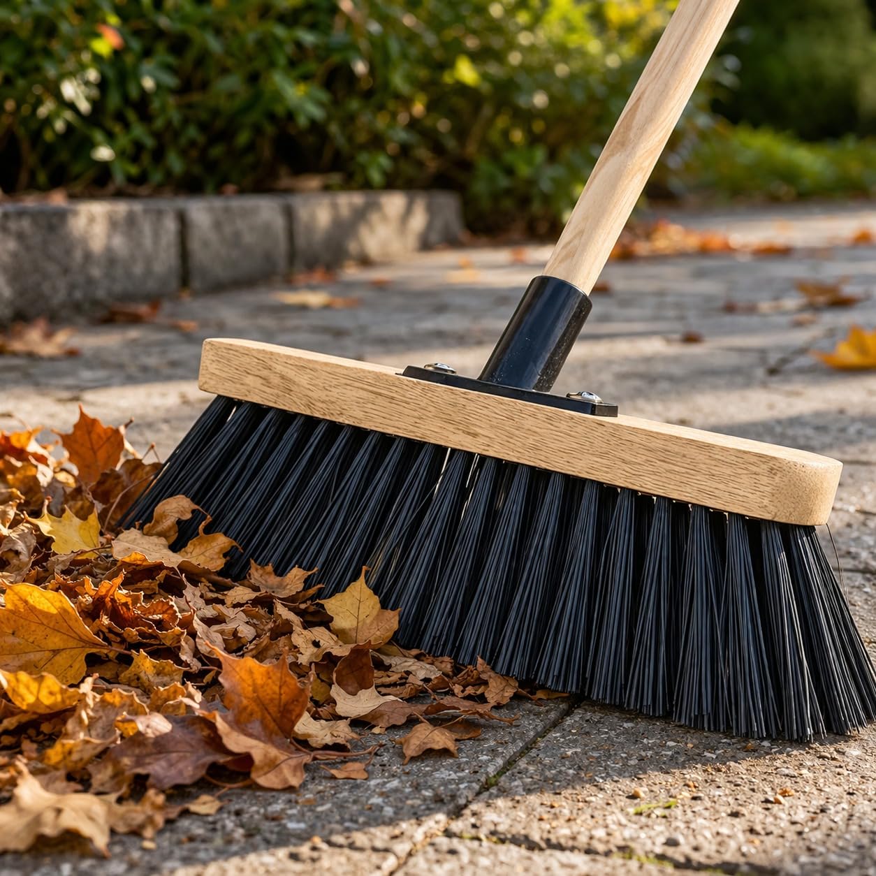 Ls Brush Black Ls 12” Sweeping Brush Outdoor Broom Heavy Duty Pvc Bristles Yard Brush With Wooden Handle Garden Brooms For Cleaning Patio Yards Warehouse And Garage (Black)