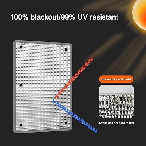 Vista 2 de Película de ventana de bloqueo de luz 100 % anti-UV, protector de aislamiento térmico de aluminio reflectante, oscurecimiento de habitación, tinte