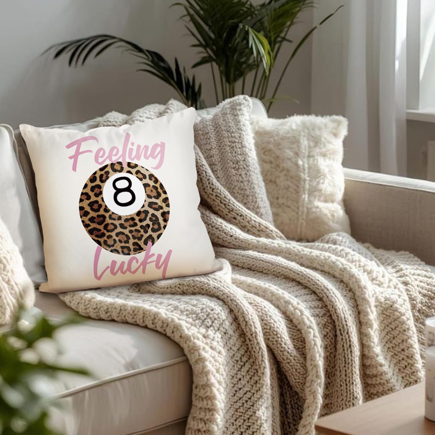 Cheetah Print Leopard Pillow Covers, Y2k Cheetah Leopard Print Room Decor, Funky Preppy Leopard Bedroom Decorative Throw Pillow Covers for Girls Dorm Apartment,Feeling Lucky 18x18 Inch - Image 4