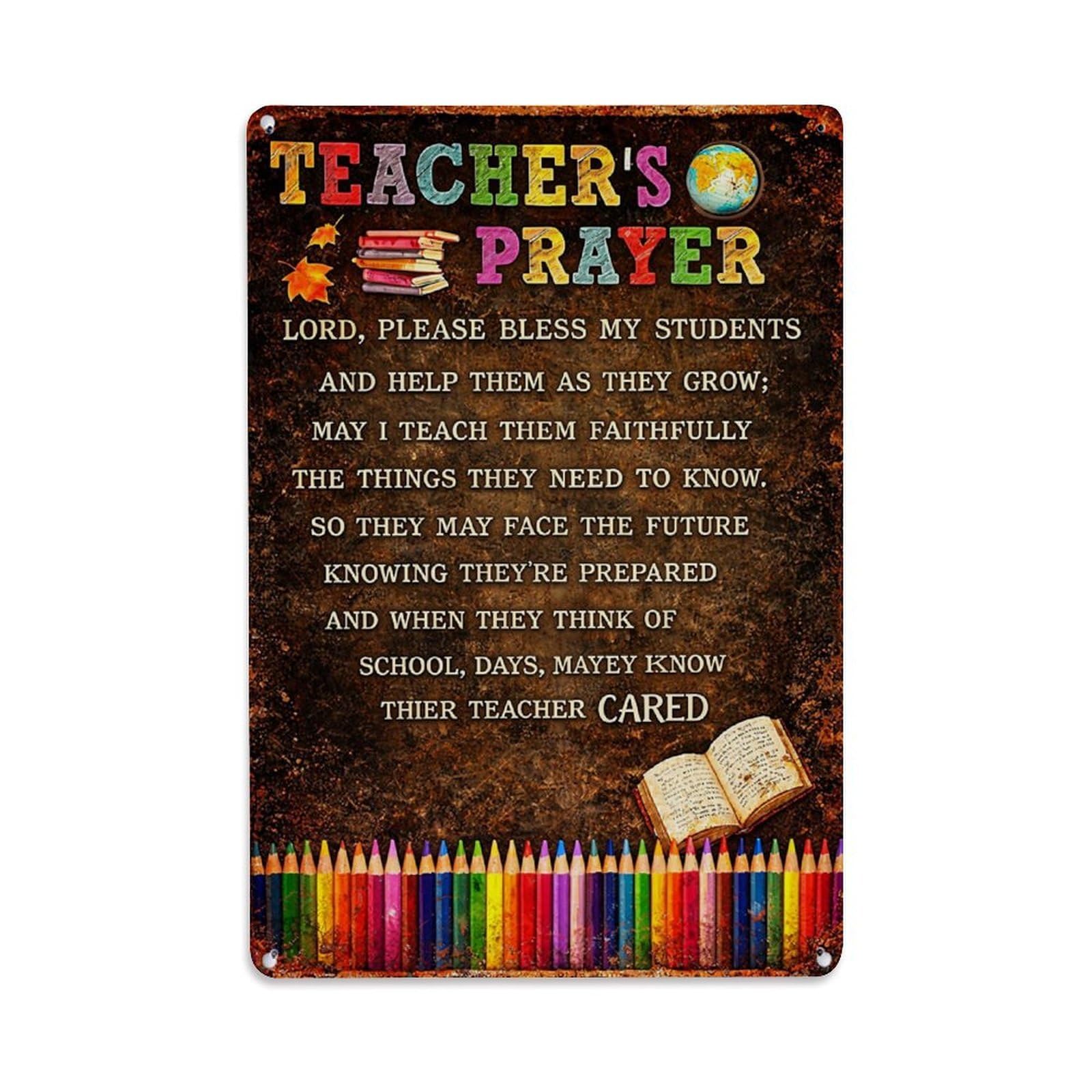 Nestemfo Vintage Teacher S Prayer Poster Design Tin Sign Metal Sign, Living Room,Bar, Home, Bedroom Wall Decor,Retro Metal Poster 8X12 Inches