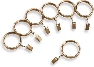 MODE Premium Flat Steel Curtain Clip Rings, 14-Pack with Clips, 1 5/8" Warm Gold Fits Premium & Acrylic Rods