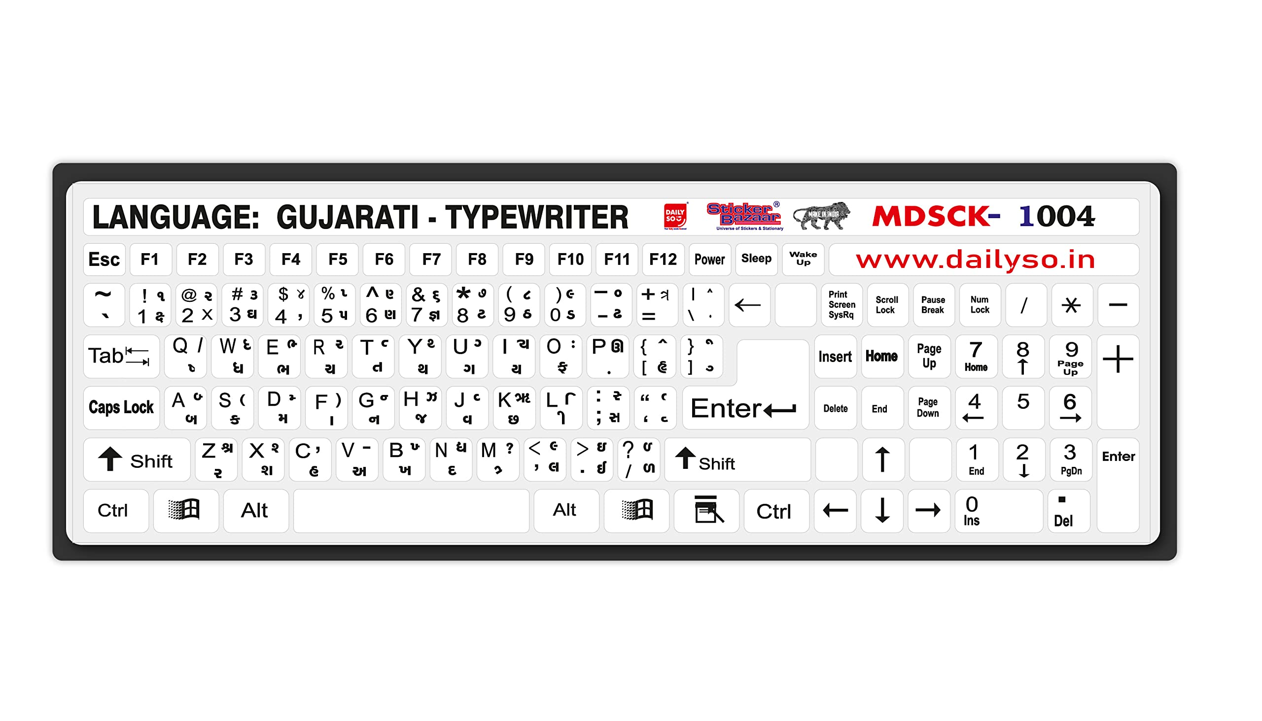 DailySo Gujarati/Typerwriter Keyboard Sticker Big Size Pack of 2 for Computer/Laptop, Self Adhesive and Easy to Peel White Background with Black Lettering (B0B9YBTPWM) Amazon Price History, Amazon Price Tracker