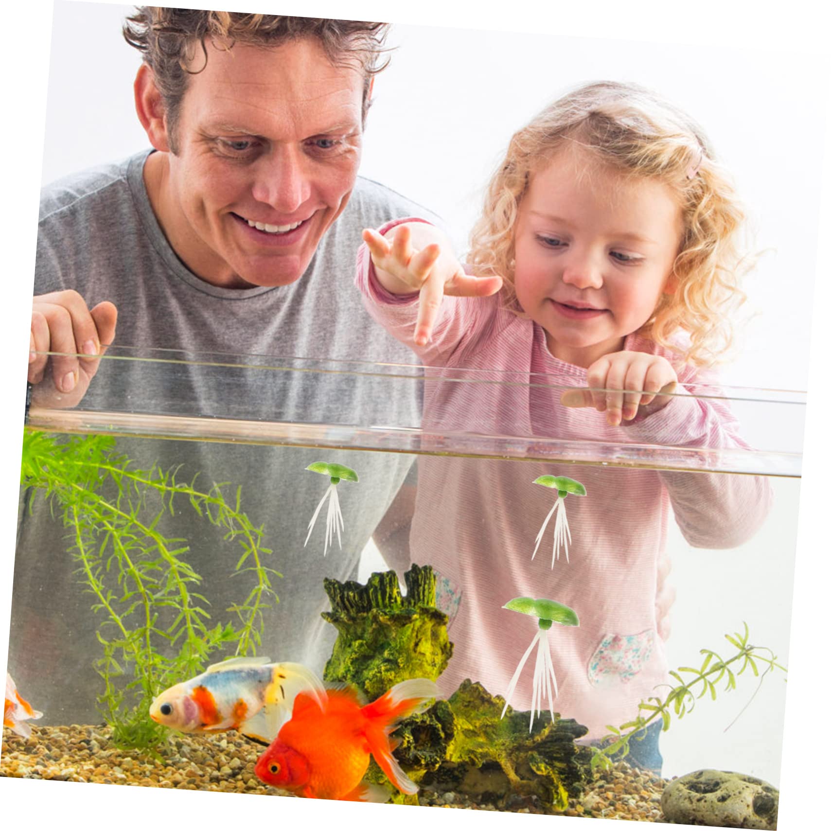 BESPORTBLE 4ensembles Plantes Flottantes Artificielles Plastique Pour Décoration Aquarium Nénuphars Verts Accessoires Naturels Pour Écosystème Aquatique