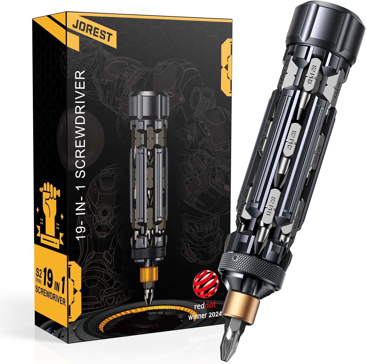 JOREST 19 in 1 Multibit Screwdriver Set, Unique Father Day Gifts for Men, Magnetic Multitool Screwdriver with Torx Hex Phillips Slotted, Repair Tool Kit for Computer Home Furnitures