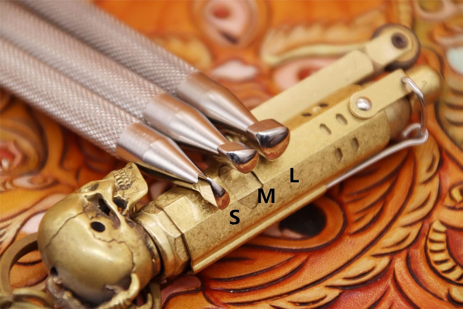 Leather Stamping Tools DIY 304 Stainless Steel Carving Beveler Stamps LeatherCraft Punch Tool (Full Set, 3pcs (S+M+L))