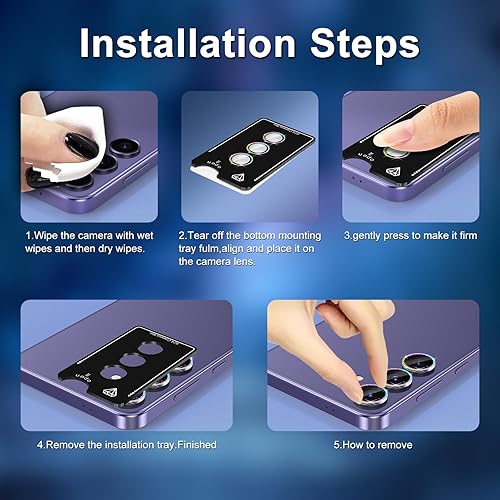 Vista 339 de para Samsung Galaxy Z Flip 7 Protector de Lente de Cámara, Cubierta de Lente de Vidrio Templado con Anillo de Metal Individual, [Fuerte Adhesión] 1