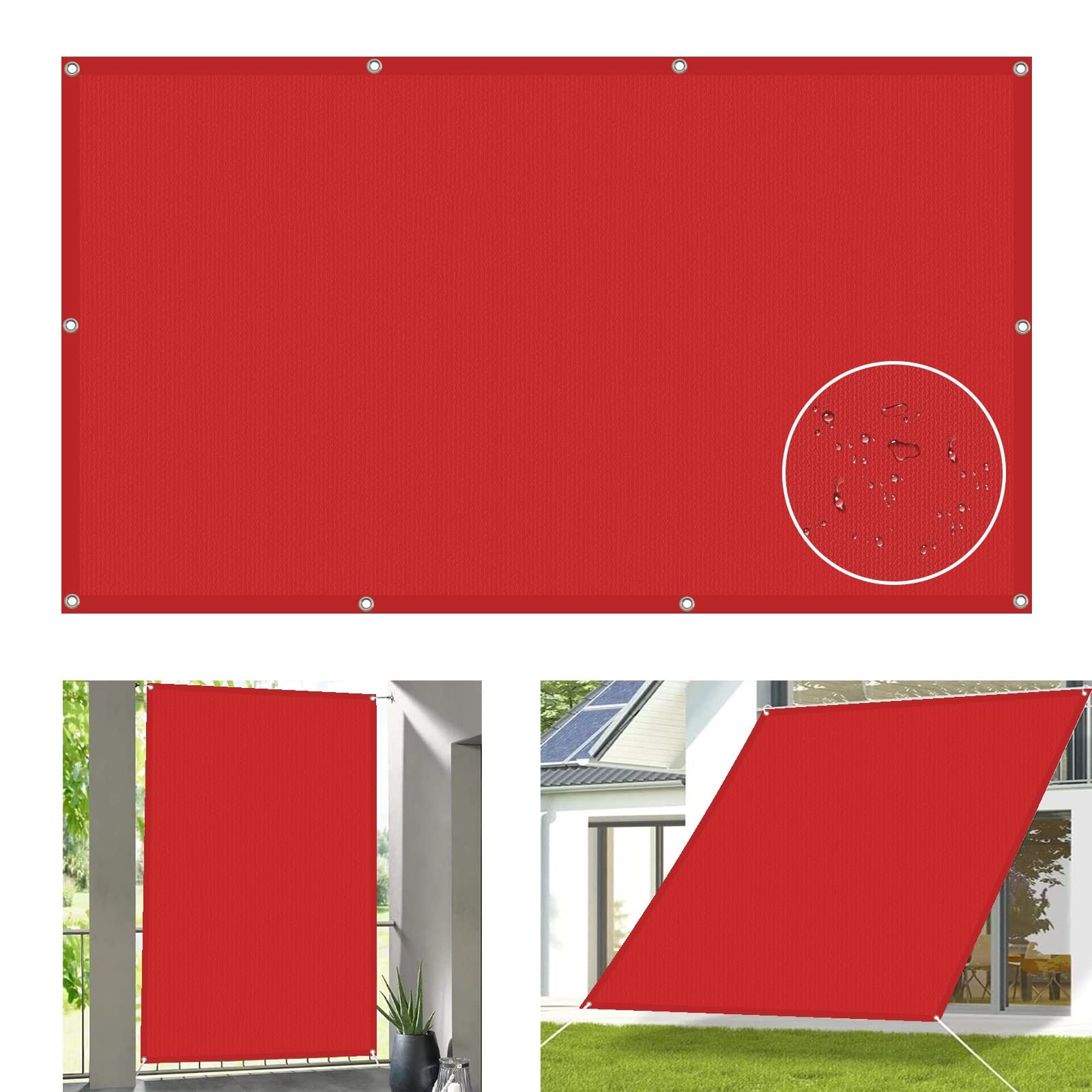 WQPMNYG Waterproof shade sail Large 2.5 x 9m Rectangle Sun Shade Sail Canopy for Garden Beach Patio Water Repellent Sun Protection Awning with Free Rope Red