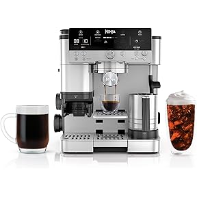 Ninja Luxe Café Premier 3-in-1 Espresso Machine, Drip Coffee, & Rapid Cold Brew | Built-in Coffee Grinder, Hands-Free Milk Frother, Assisted Tamper for Cappuccinos & Lattes | Stainless Steel | ES601