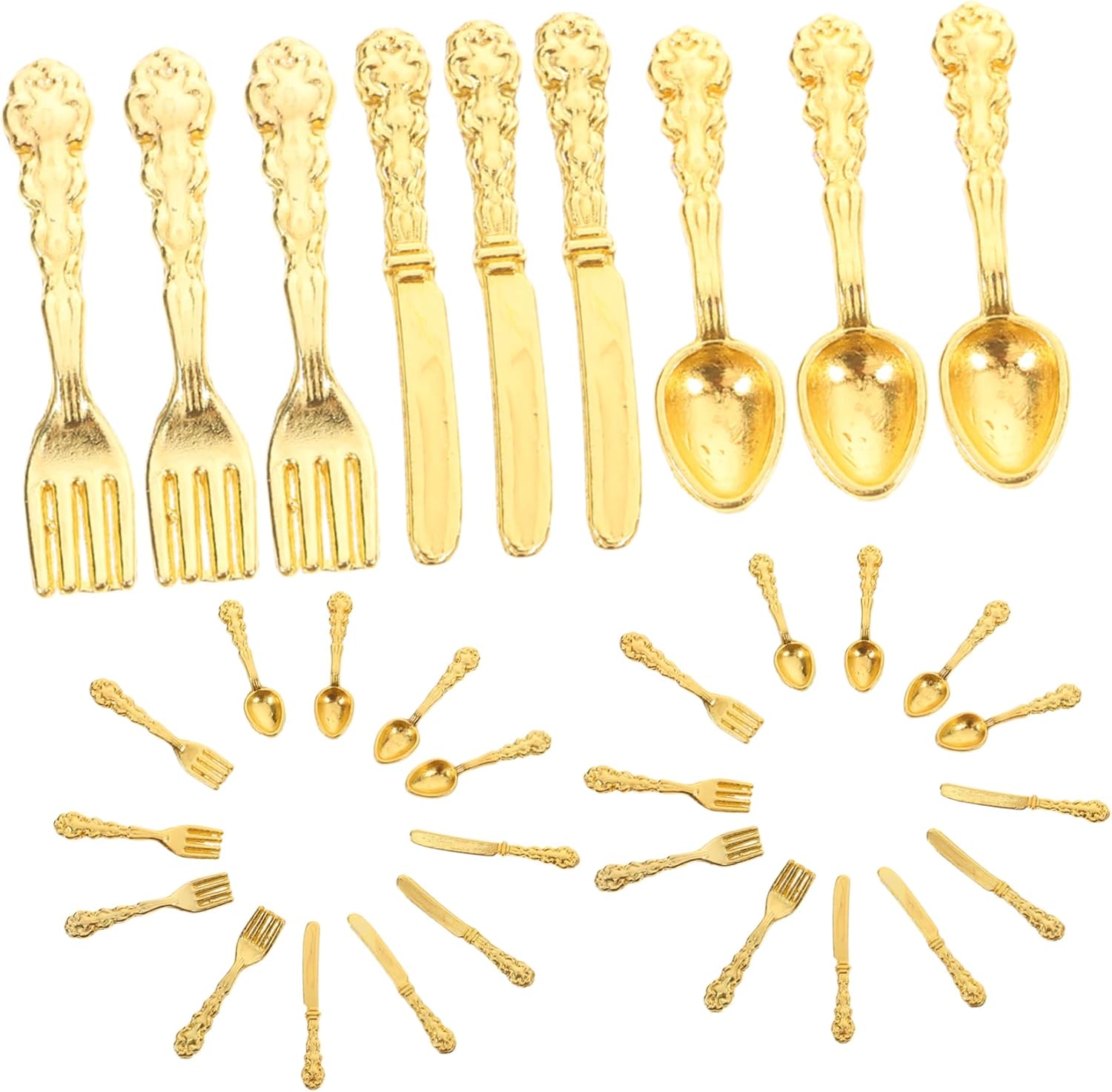 36pcs Cutlery and Fork Model Accessories Tableware DIY Kitchen Accessories Knives Serving Utensils Dollhouse Silverware Minature Table Ware Dollhouse Cutlery Alloy Golden 36pcs Cutlery and Fork Model Accessories Tableware DIY Kitchen Accessories Knives Serving Utensils Dollhouse Silverware Minature Table Ware Dollhouse Cutlery Alloy Golden