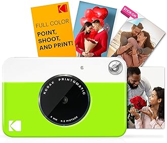 Printomatic Digital Instant Print Camera - Full Color Prints On ZINK 2x3" Sticky-Backed Photo Paper (Green) Print Memories Instantly