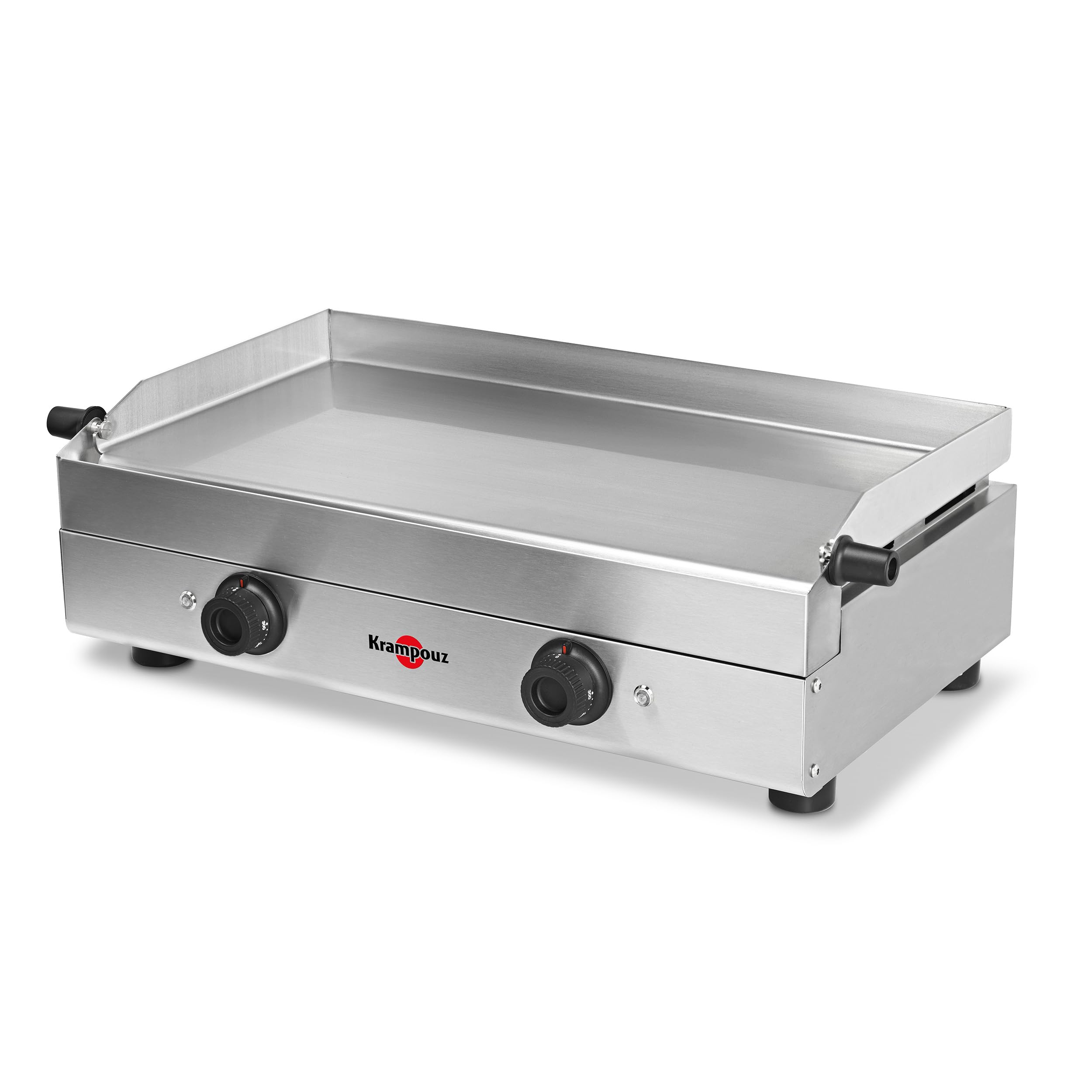 KRAMPOUZ - Plancha eléctrica Saveur - Placa de cocción de acero inoxidable de 64 x 33 cm - 3200 vatios - 2 zonas de cocción - 2 termostatos hasta 300 °C - Limpieza fácil - Fabricada en Francia