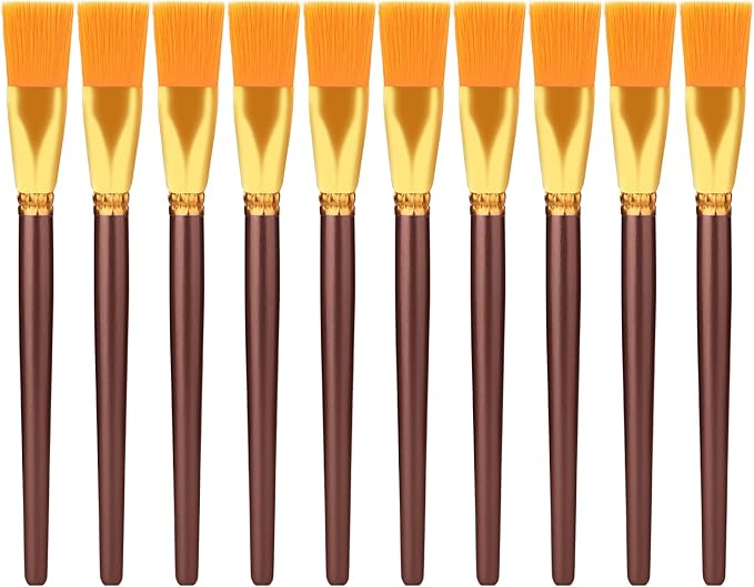 10pcs Flat Paint Brushes 1 Inch Wide, Watercolor Acrylic Paint Brush