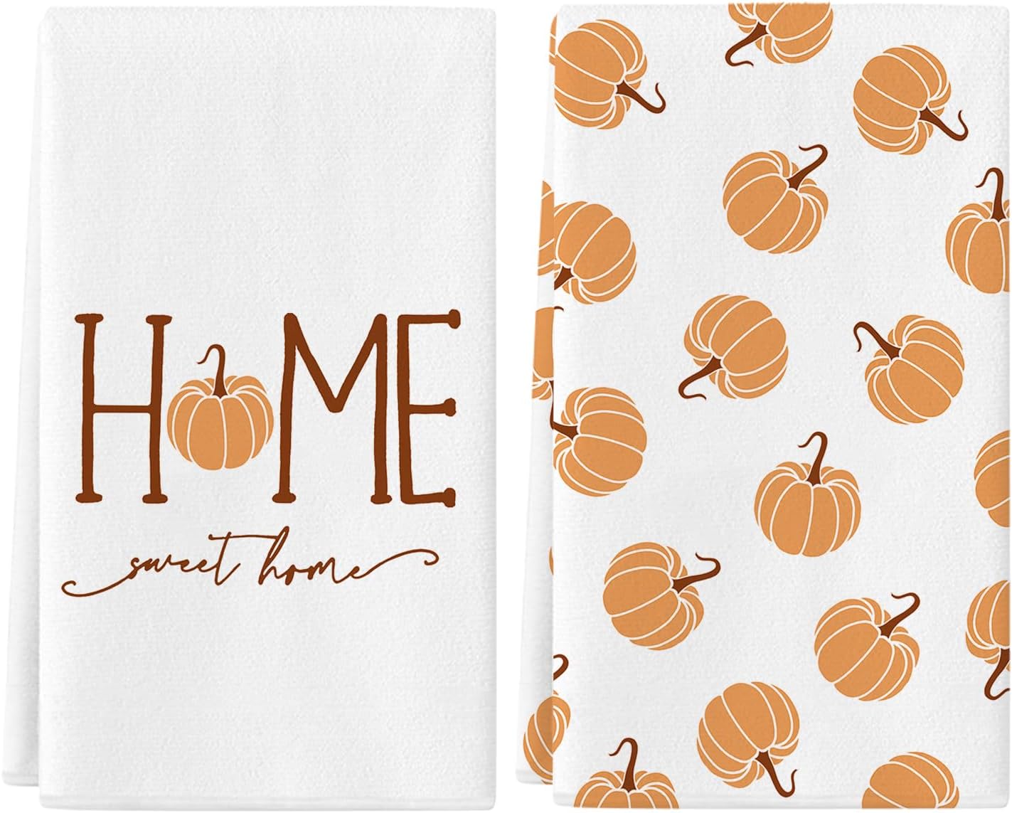 Siilues Fall Kitchen Towels 18x26 Inch, Pumpkin Fall Decorations Sweet Home Dish Towels Seasonal Thanksgiving Decorations for Home Kitchen Decor Hand Towels Set of 2