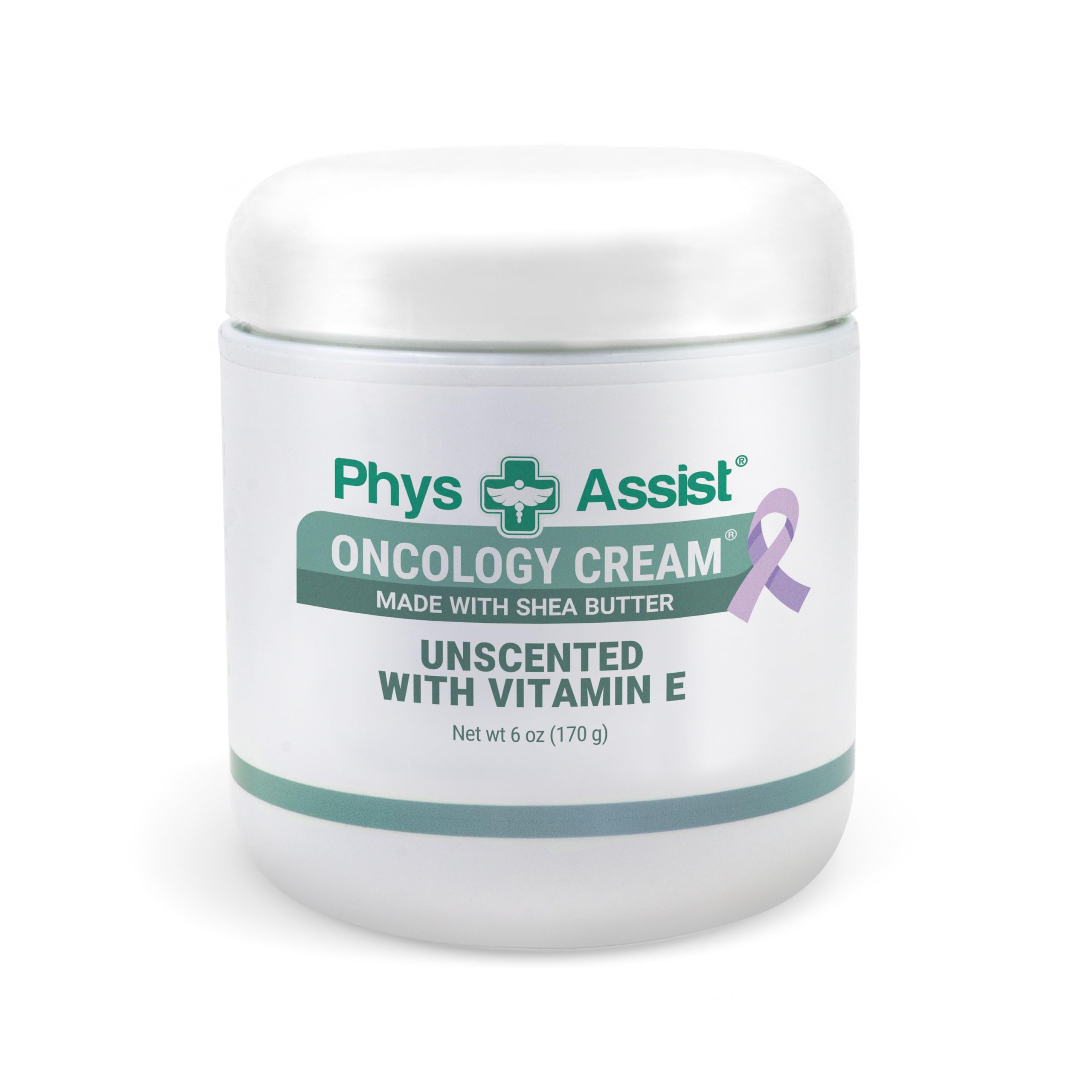 PhysAssist Oncology Body Cream with Shea Butter, 6 oz. Soothing and Moisturizing to Stressed Skin. Unscented with Vitamin E. Non-Irritant. Recommended