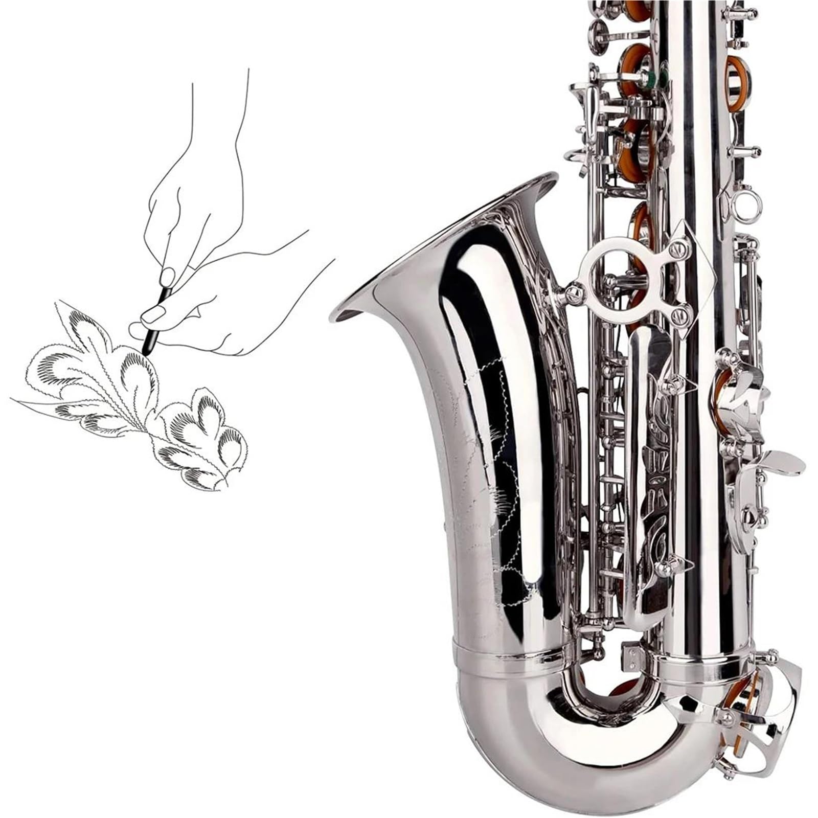 Saksofon altowy pojedynczy zestaw Eb klucz srebrny korpus mosiężny profesjonalny instrument dęty drewniany Saksofon