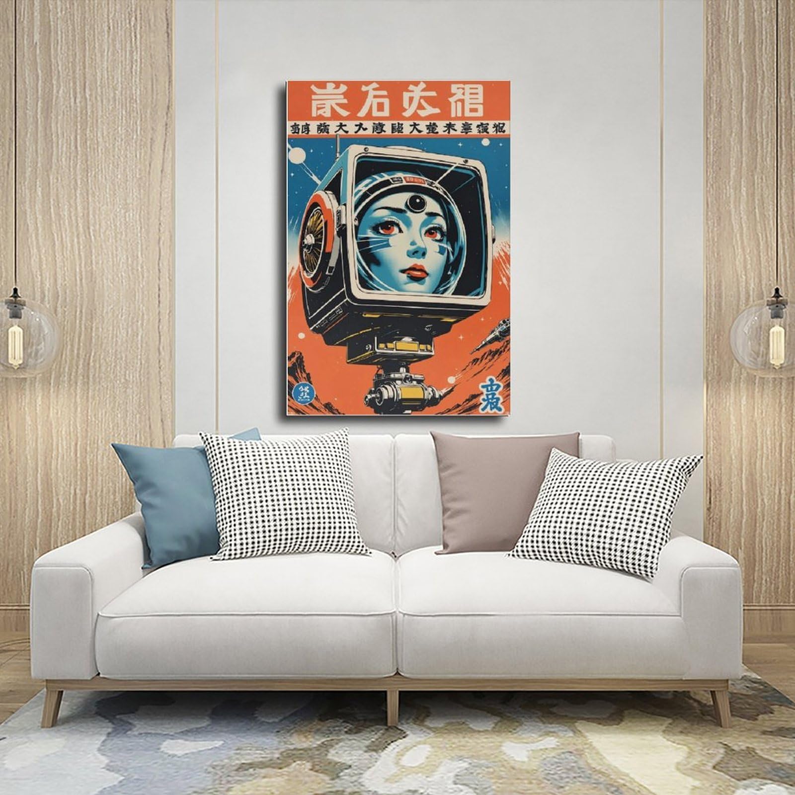 Poster su tela, stile retrò, avventura spaziale, fantascienza, arte (1), decorazione artistica da parete per soggiorno, camera da letto, 60 x 90 cm