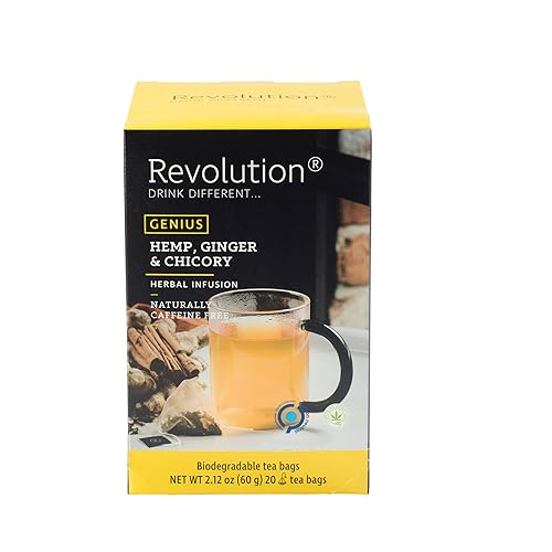 Revolution Tea GENIUS - Té de cáñamo de cáñamo, jengibre y achicoria - Mezcla energizante con un toque