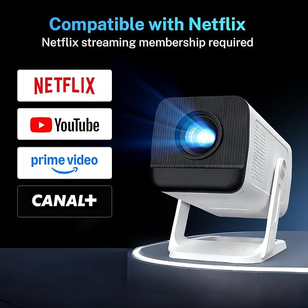 [Compatible with Netflix] Smart Mini Projecteur FHD 1080P 4K Supportée Android 13 Google CTS Approved Portable Videoprojecteur, Bluetooth5.4 WiFi 6, Auto Keystone LYNCAST N300 Video Projector - 3