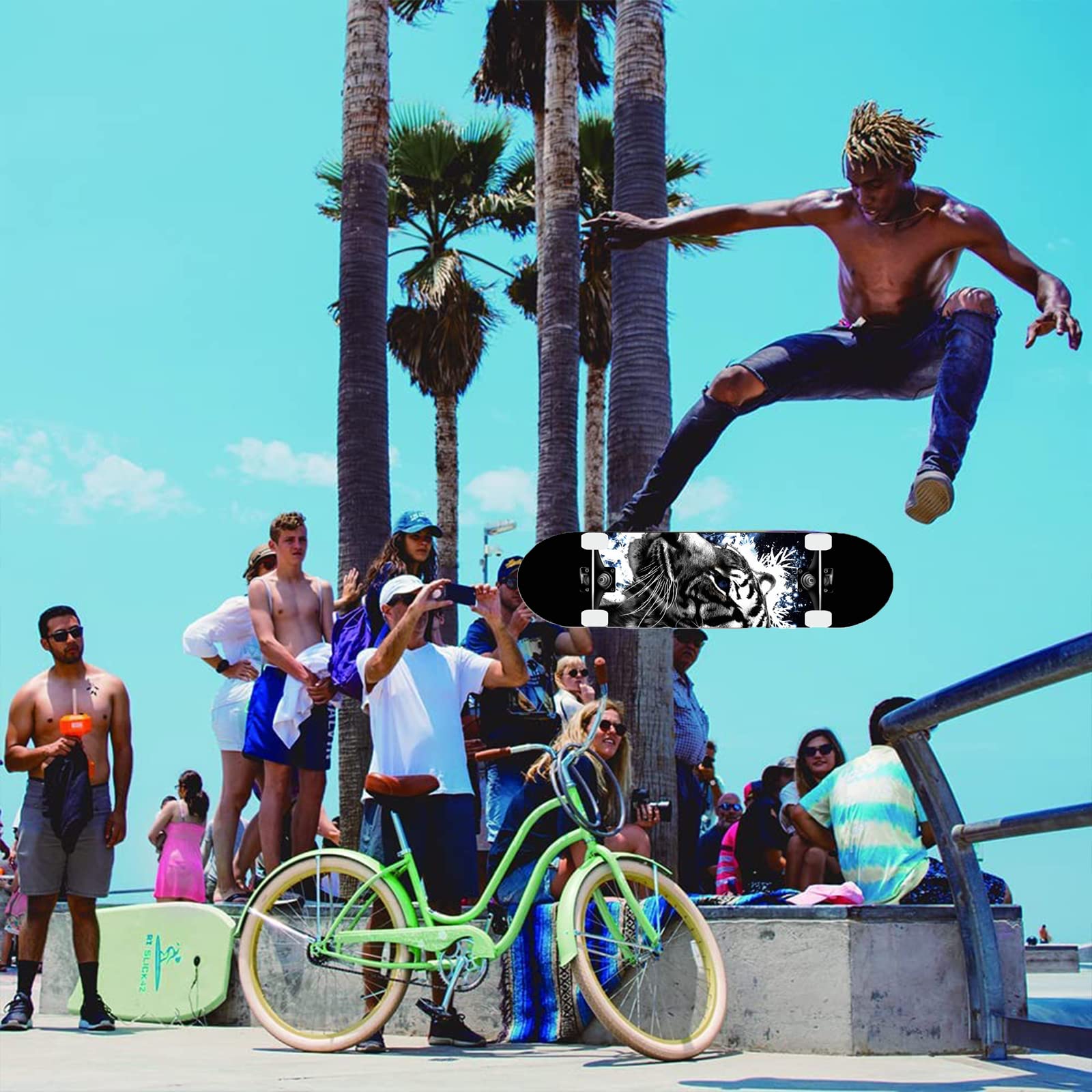 31-Zoll-Standard-Skateboard, 7 Lagen Ahorn-Board-Oberfläche, geeignet für Kinder, Jugendliche, Erwachsene, Anfänger und Profis, mit Einer maximalen Belastung von 150 kg
