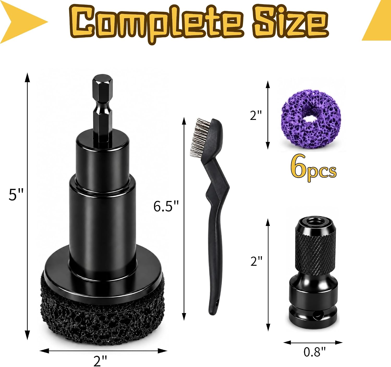 Wheel Hub Cleaning Tool, Brake Rotor Resurfacing Kit - 6 Pads & Coarse Carbon Steel Crimping Wire Wheel Brush, Rust Removal Tool for Car Repair image 2