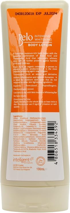 Belo Intensive Whitening Body Cream (Kojic + Tranexamic Acid) with Spf 30 150ml by Belo